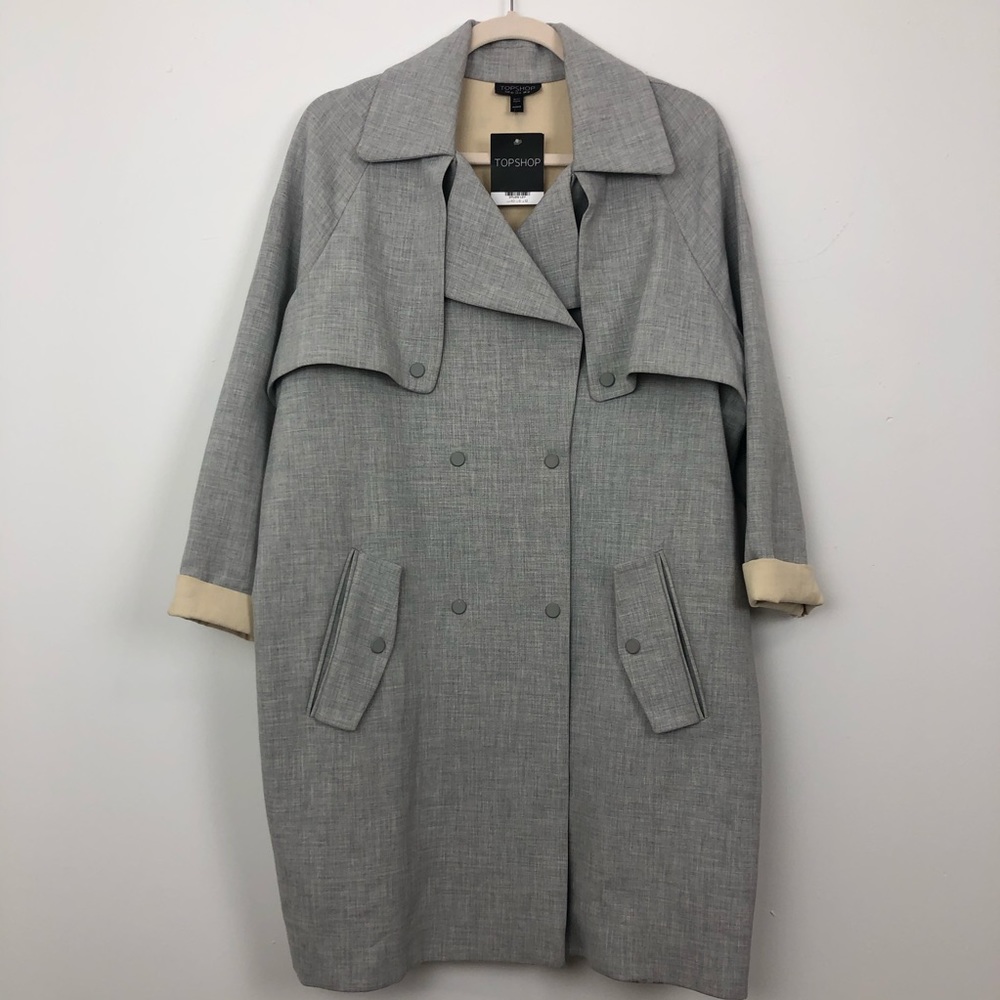 Top Shop Grey Snap Front Jacket